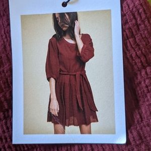 Rosetta Banded Peasant Dress, pomegranate, Nation LTD, women's small